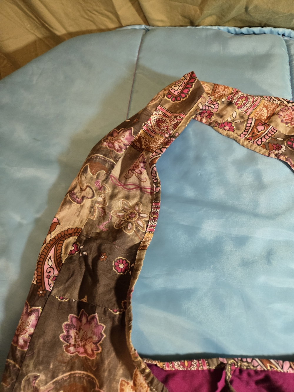 Old Navy Y2K Retro Brown Pink Floral Large Boho Hobo Shoulder Bag Purse - Picture 6 of 13